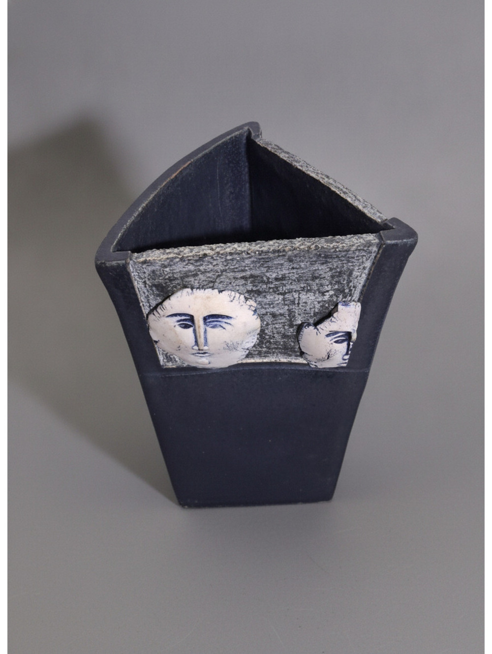 Vintage Keti Anastasaki Greek Studio Pottery Triangular Face Mask Vase 12"